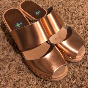 Mia Clog Sandals Rose Gold Sz 36
